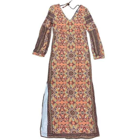 Farm Rio Sz S Dress Anthropologie Clarabella Maxi Folk Boho Long Sleeve New NWT - Picture 7 of 7